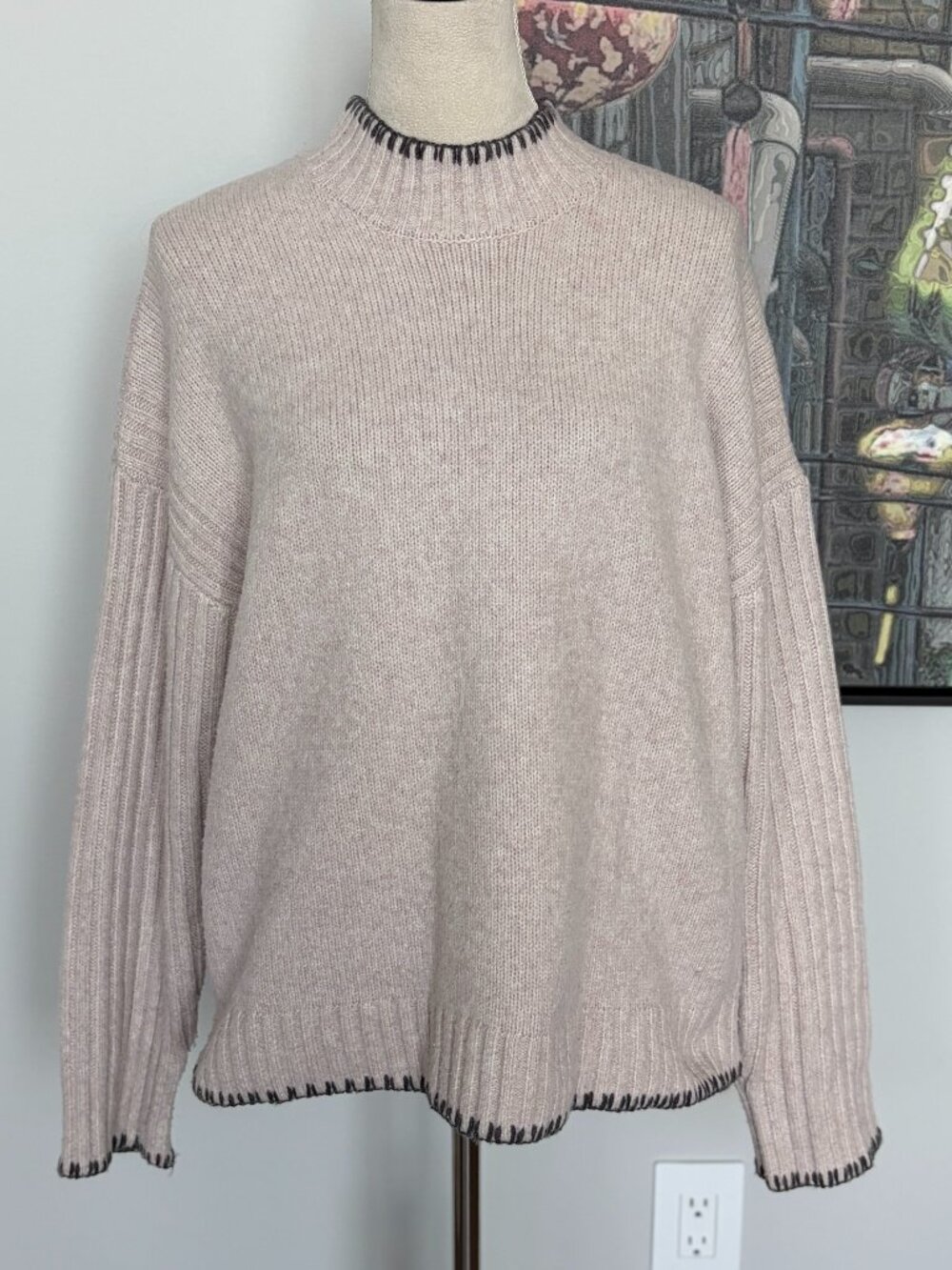 Joie Light Blush Mock Turtleneck Sweater L